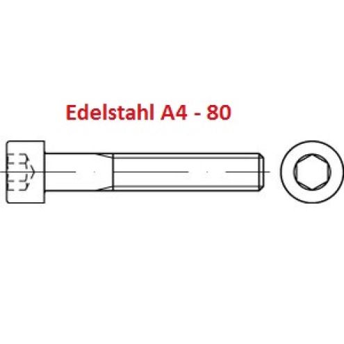 DIN 912 Zylinderschraube Edelstahl A4 - 80