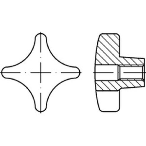 DIN 6335 Kreuzgriff D Grauguss